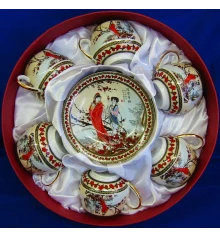 Сервиз круглый фарфор (110 мл) (6SCS102) 6 чашек+ 6 блюдец «Сакура» (h-5.5 см купить в интернет магазине подарков ПраздникШоп