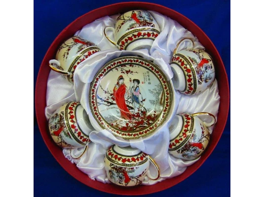 Сервиз круглый фарфор (110 мл) (6SCS102) 6 чашек+ 6 блюдец «Сакура» (h-5.5 см купить в интернет магазине подарков ПраздникШоп