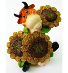 Корова с подсолнухами копилка (10×10×10 см) купить в интернет магазине подарков ПраздникШоп