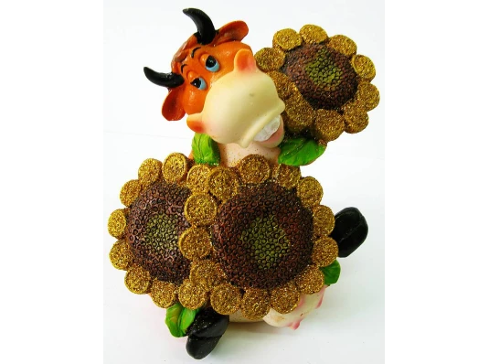Корова с подсолнухами копилка (10×10×10 см) купить в интернет магазине подарков ПраздникШоп