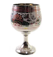 Бокалы бронзовые хром на круглом подносе (н-р 6 шт./70мл) (h-11 см поднос d-31 см) купить в интернет магазине подарков ПраздникШоп