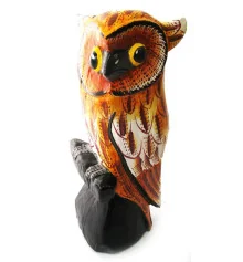 Сова деревянная расписная (20 см) (Индонезия) купить в интернет магазине подарков ПраздникШоп