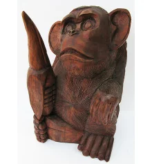 Обезьяна с бананом деревянная (30 см) (Индонезия) купить в интернет магазине подарков ПраздникШоп