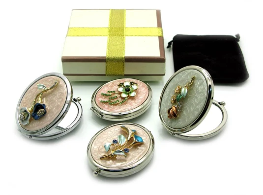 Зеркальце косметическое «Цветы с камнями» в ассортименте купить в интернет магазине подарков ПраздникШоп