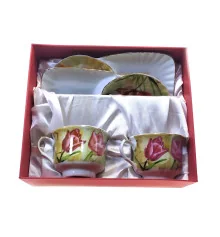 Сервиз фарфор (170 мл) (2C3050) 2 чашки + 2 блюдца «Тюльпаны» (h-6.5 см купить в интернет магазине подарков ПраздникШоп