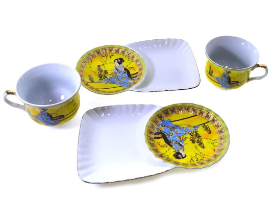 Сервиз фарфор (170 мл) (2C141-4) 2 чашки + 2 блюдца «Китаянка» (h-6.5 см купить в интернет магазине подарков ПраздникШоп