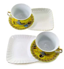 Сервиз фарфор (170 мл) (2C141-4) 2 чашки + 2 блюдца «Китаянка» (h-6.5 см купить в интернет магазине подарков ПраздникШоп