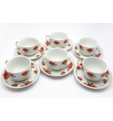 Сервиз фарфор (6H-GCA1423) 6 чашек + 6 блюдец «Розы» (150 мл) (h-5.5 см купить в интернет магазине подарков ПраздникШоп
