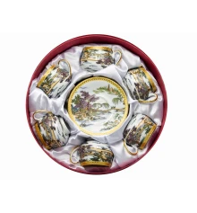 Сервиз круглый фарфор (110 мл) (6SCS95) 6 чашек+ 6 блюдец «Пейзаж» (h-5.5 см купить в интернет магазине подарков ПраздникШоп