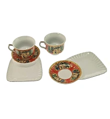 Сервиз фарфор (170 мл) (2C86-1) 2 чашки + 2 блюдца «Красный» (h-6.5 см купить в интернет магазине подарков ПраздникШоп