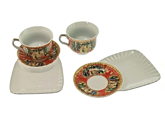 Сервиз фарфор (170 мл) (2C86-1) 2 чашки + 2 блюдца «Красный» (h-6.5 см купить в интернет магазине подарков ПраздникШоп