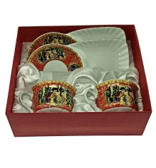 Сервиз фарфор (170 мл) (2C86-1) 2 чашки + 2 блюдца «Красный» (h-6.5 см купить в интернет магазине подарков ПраздникШоп