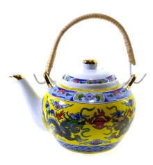 Чайник фарфор с бамбуковой ручкой (750мл) (TPR1007-6) «Драконы» купить в интернет магазине подарков ПраздникШоп