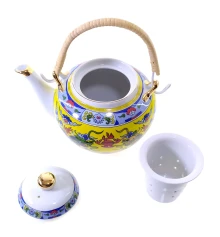 Чайник фарфор с бамбуковой ручкой (750мл) (TPR1007-6) «Драконы» купить в интернет магазине подарков ПраздникШоп