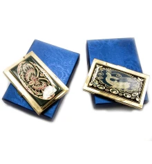 Визитница «Узор» золото (9.5×6.5×0.5 см) купить в интернет магазине подарков ПраздникШоп