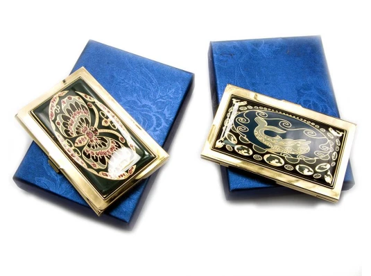 Визитница «Узор» золото (9.5×6.5×0.5 см) купить в интернет магазине подарков ПраздникШоп