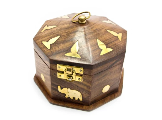 Шкатулка розовое дерево (8 граней) (14×14×9 см) (6«х6») купить в интернет магазине подарков ПраздникШоп