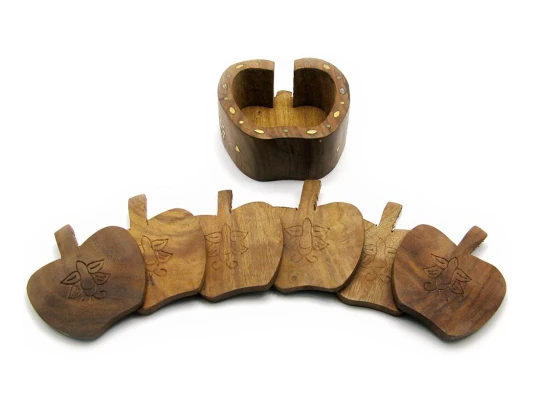 Подстаканник розовое дерево «Яблоко» (11×11×5 см) купить в интернет магазине подарков ПраздникШоп