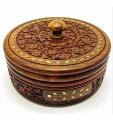 Шкатулка круглая розовое дерево (d-17 см h-9 см) купить в интернет магазине подарков ПраздникШоп