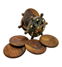 Подстаканник розовое дерево «Штурвал» (11.5×6.5×11.5 см) купить в интернет магазине подарков ПраздникШоп