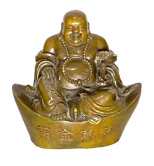 Статуэтка «Хотей на чаше богатства» бронза (30 см) купить в интернет магазине подарков ПраздникШоп