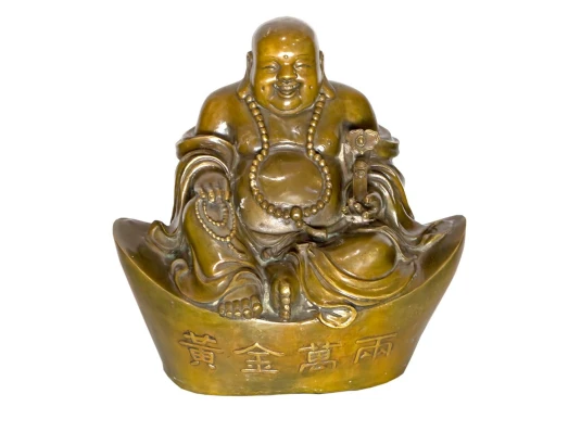 Статуэтка «Хотей на чаше богатства» бронза (30 см) купить в интернет магазине подарков ПраздникШоп