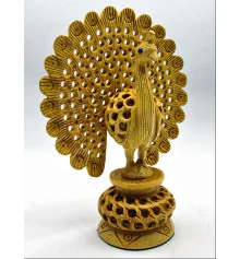 Павлин деревянный резной (14 см) купить в интернет магазине подарков ПраздникШоп