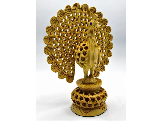 Павлин деревянный резной (14 см) купить в интернет магазине подарков ПраздникШоп