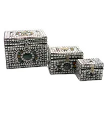 Сундуки металлические с камнями (н-р 3 шт.) (20×17×16 см) купить в интернет магазине подарков ПраздникШоп