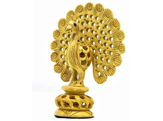 Павлин деревянный резной (10 см) купить в интернет магазине подарков ПраздникШоп