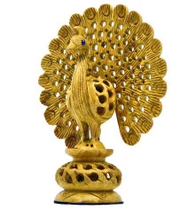 Павлин деревянный резной (12 см) купить в интернет магазине подарков ПраздникШоп