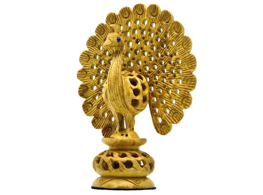 Павлин деревянный резной (12 см) купить в интернет магазине подарков ПраздникШоп