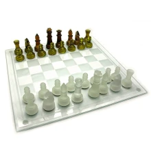 Шахматы стеклянные янтарные (39×39×6 см) купить в интернет магазине подарков ПраздникШоп