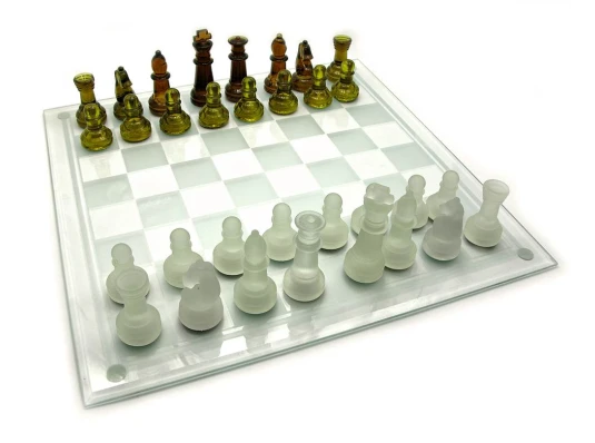 Шахматы стеклянные янтарные (39×39×6 см) купить в интернет магазине подарков ПраздникШоп