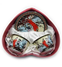 Сервиз фарфор (2HE102) 2 чашки +2 блюдца «Сакура» (160мл) (h-6 см купить в интернет магазине подарков ПраздникШоп