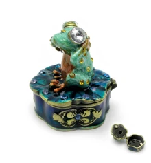 Шкатулка металлическая с эмалью «Лягушка » (7.5×6.5×5 см) купить в интернет магазине подарков ПраздникШоп