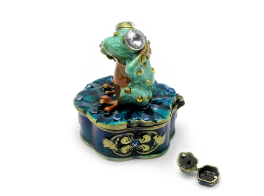 Шкатулка металлическая с эмалью «Лягушка » (7.5×6.5×5 см) купить в интернет магазине подарков ПраздникШоп