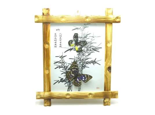 Бабочки в деревянной рамке на фоне (34×29×4 шт.) купить в интернет магазине подарков ПраздникШоп