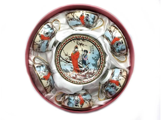 Сервиз круглый фарфор (70мл) (6CCS102) 6 чашек+ 6 блюдец «Сакура» (h-4 см купить в интернет магазине подарков ПраздникШоп