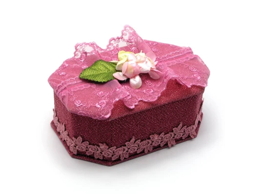 Шкатулка для бижутерии с зеркальцем «Восьмигранная» ткань (17×12×8.5 см) купить в интернет магазине подарков ПраздникШоп