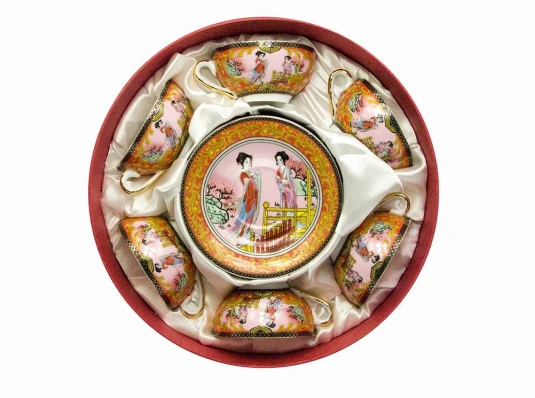 Сервиз круглый фарфор (70мл) (6CCS112-1)6 чашек+6 блюдец «Девушки» (h-4 см купить в интернет магазине подарков ПраздникШоп