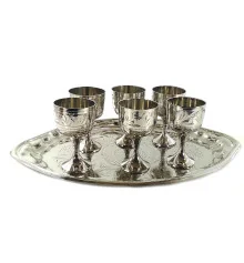 Рюмки бронзовые хром (н-р 6 шт./50мл) (h-8 см поднос 30.5×20 см) купить в интернет магазине подарков ПраздникШоп
