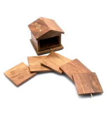 Подстаканники «Домик » (н-р 6 шт.) розовое дерево (10×10×9 см) купить в интернет магазине подарков ПраздникШоп