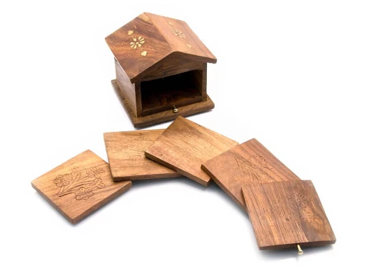 Подстаканники «Домик » (н-р 6 шт.) розовое дерево (10×10×9 см) купить в интернет магазине подарков ПраздникШоп