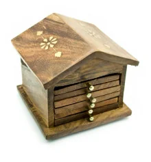 Подстаканники «Домик » (н-р 6 шт.) розовое дерево (10×10×9 см) купить в интернет магазине подарков ПраздникШоп