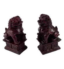 Китайские львы пара каменная крошка коричневые (10.5×6.5×4.5 см) купить в интернет магазине подарков ПраздникШоп