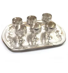 Рюмки бронзовые хром (н-р 6 шт./40мл) (h-5.5 см поднос 23×16 см) купить в интернет магазине подарков ПраздникШоп