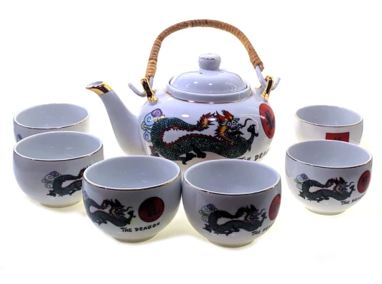 Сервиз фарфор (TSR6017-5) 1 чайник+6 чашек «Дракон» (200/800 мл купить в интернет магазине подарков ПраздникШоп