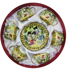 Сервиз круглый фарфор (110 мл) (6SCS86) 6 чашек+ 6 блюдец «Ива» (h-5.5 см купить в интернет магазине подарков ПраздникШоп