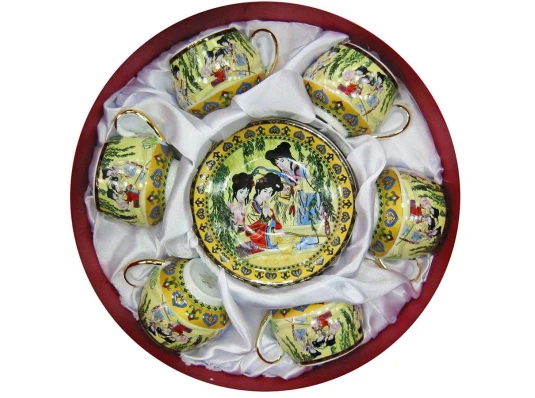 Сервиз круглый фарфор (110 мл) (6SCS86) 6 чашек+ 6 блюдец «Ива» (h-5.5 см купить в интернет магазине подарков ПраздникШоп